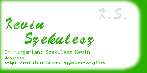 kevin szekulesz business card